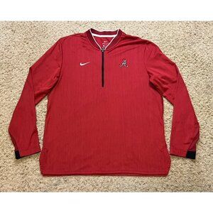 Alabama Crimson Tide Nike Red Dri Fit 1/4 Zip Long Sleeve Pullover Sz Large EUC